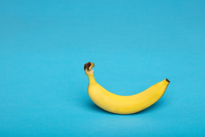 banana with blue background
